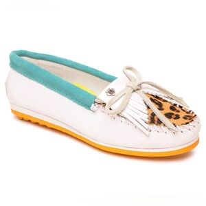 Minnetonka Kilty Plus Rare Leopard Cow Hair & leather. Leopard western style